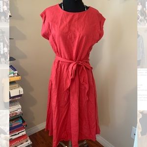 Red/Coral Linen Who What Wear Tie Dress
